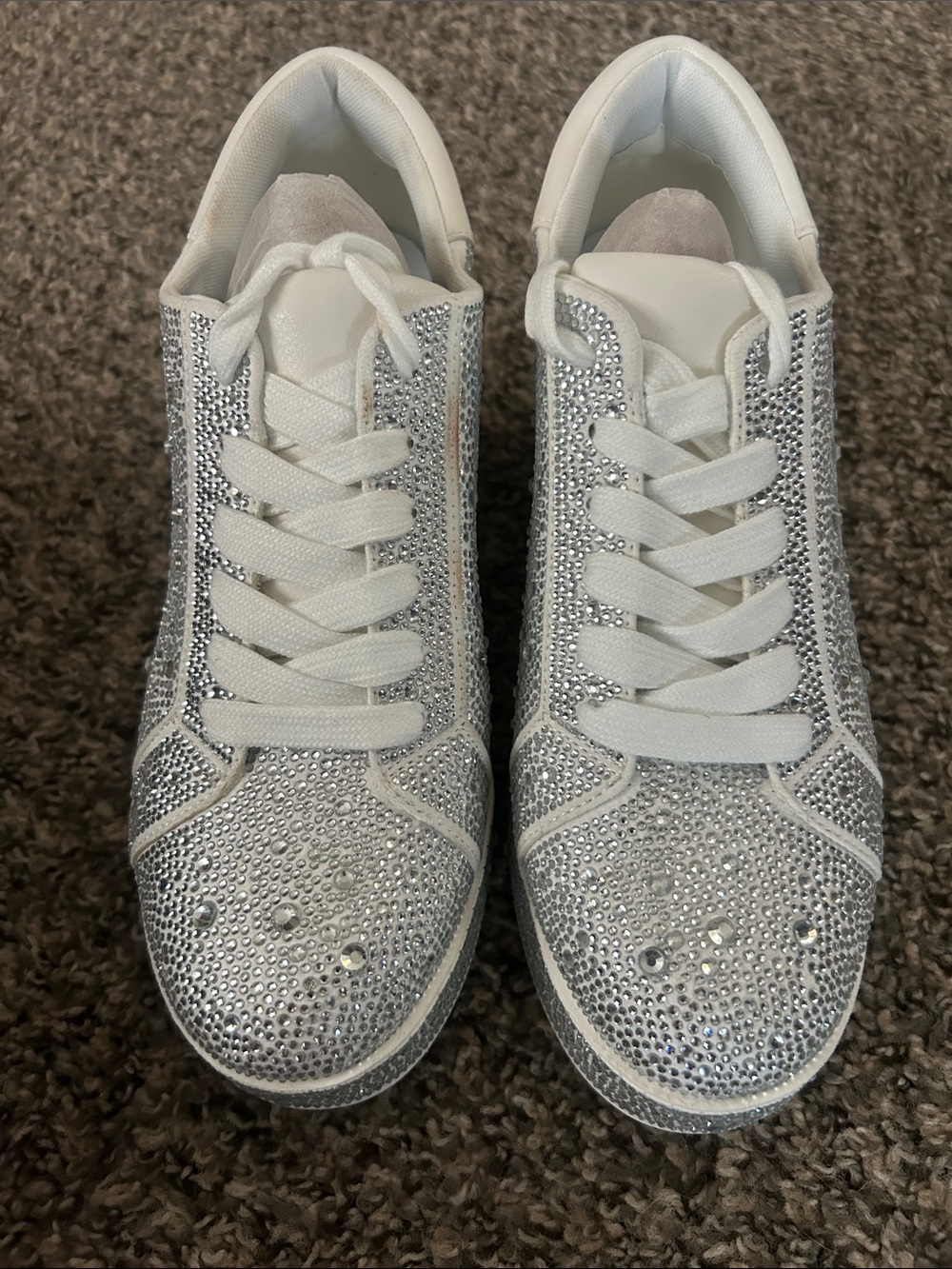 INC Women's Crystal-Embellished Silver Wedge Sneakers 8.5M - Picture 2 of 7